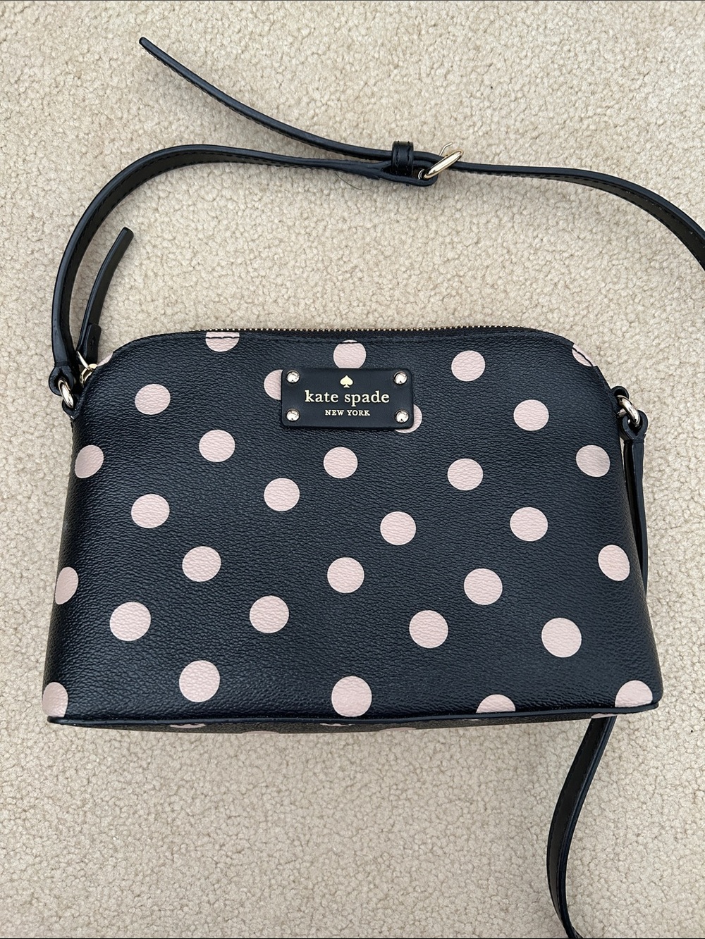 Kate Spade Black & Beige Polka Dot Crossbody Bag